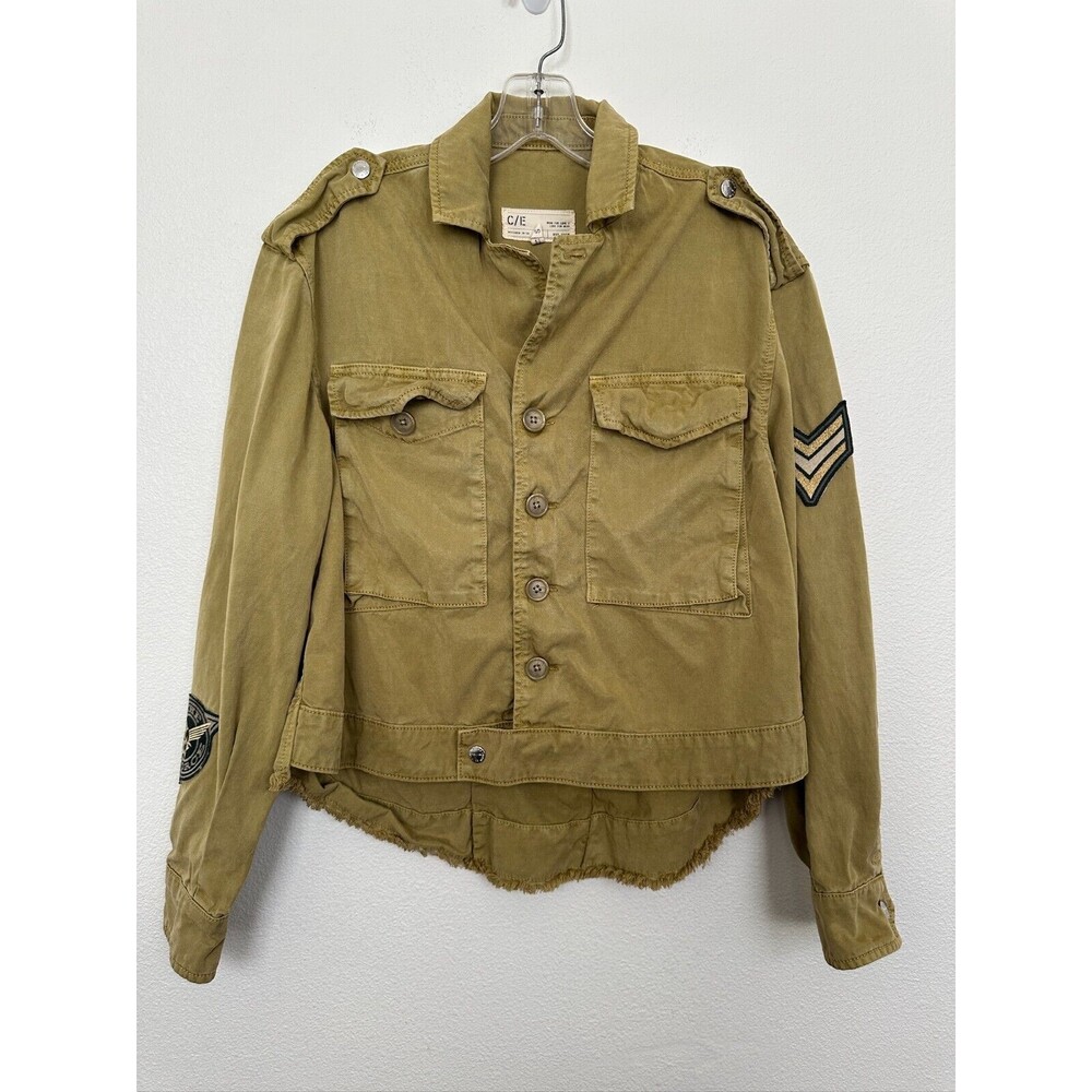 Current/Elliott Endure Military Jacket Green Buttons Pockets Army Green Small